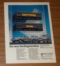 Seltene Werbung BECKER MEXICO & EUROPA CASSETTE Autoradios - BMW Mercedes 1985