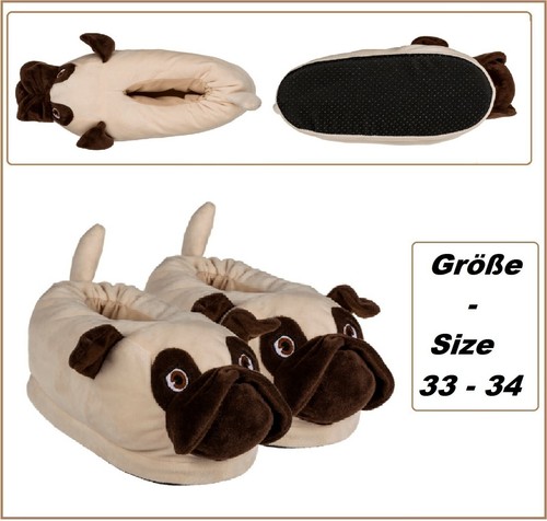 Mops-Hunde-Hausschuhe-Hüttens