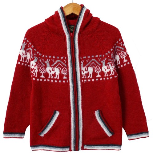 Kinder strickjacke rot alpaka - strickjacke, rot,