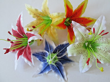 2x5 LILIENBLÜTEN 16cm FARBMIX festliche Kunstblumen Advents Kranz Deko Weihnacht