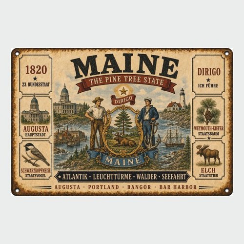 Blechschild bundesstaat maine - blechschild,