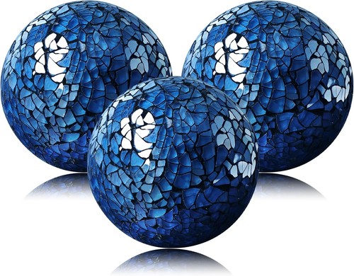 5cm glas mosaikkugeln blau - glas,