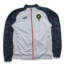 Puma Marokko Jacke Herren L Weiß Trainingsjacke Slim Fit Fußball Retro 2022