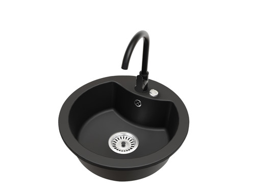 Schwarzes rundes spülbecken - schwarzes,