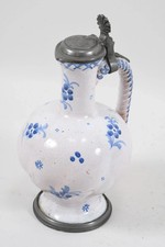 Fayence-Enghalskrug Norddeutschland 18.Jh. mit Zinnmontierung, 17cm