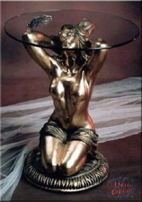 Beistelltisch Glas Glastisch Tisch Frauenfigur Telefontisch Design Modern