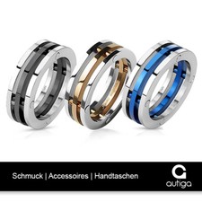 Damen Herren Ring Edelstahl Triple 3er 3-teilig Dreifach Bandring Partnerring