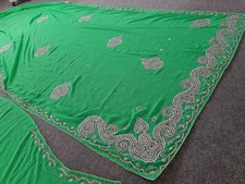 Sari Saree Wickel Stoff Bollywood Tanz Indien Hochzeit Party Abend silber - Neu