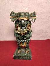 Inka Skulptur Mexiko 21 cm präkolumbianische Figur grün gold Resin Ethno Kunst