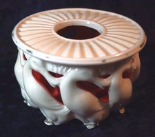 Porzellan Stövchen Neu Tettau Teewärmer Rechaud mit Enten weiß rot