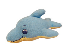 TCM Tchibo Delfin Fisch blau gelb Stofftier Frottee Badetier Kuscheltier