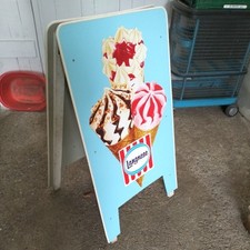 LANGNESE Aufsteller beidseitig Werbetafel Waffel Eis Reklame alt 1960/1970