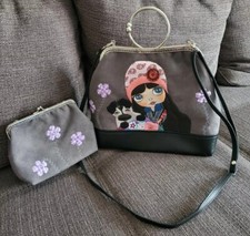 Handtasche & Kosmetiktasche Mädchen mit Mops Handmade