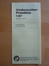 PUCH PREISLISTE   1987 Cobra