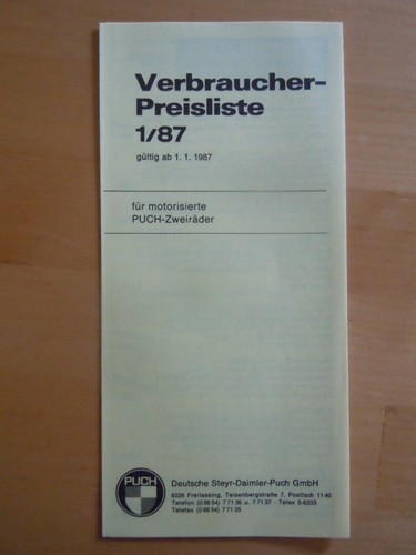 Puch preisliste 1987 cobra - preisliste,