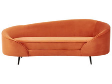 3er Sofa Samt orange gebogen