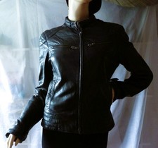 JAGGER&EVANS ECHTLEDER JACKE BIKER STYLE MIT DURCHGEHENDEM ZIPPER SCHWARZ GR S M