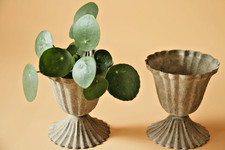 Set 2 Blumentöpfe aus Zink,Vintage,klein , H11, Durchmesser 9cm