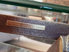 Couchtisch, oval mit 2 Glasplatten, Metallgestell, Design. Pierre Vandell Paris 