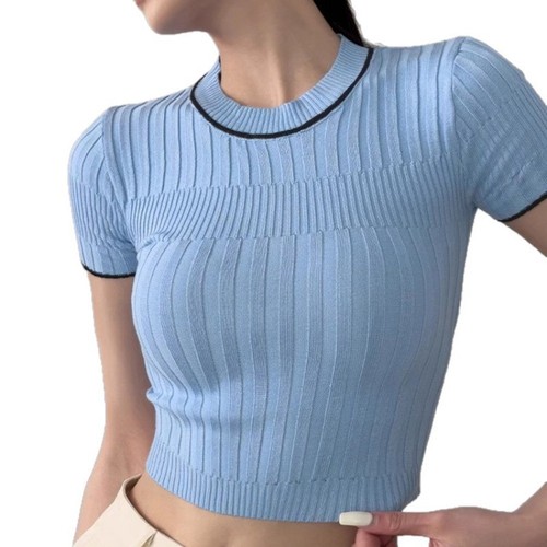 Damen kurzarm strick crop top - damen,