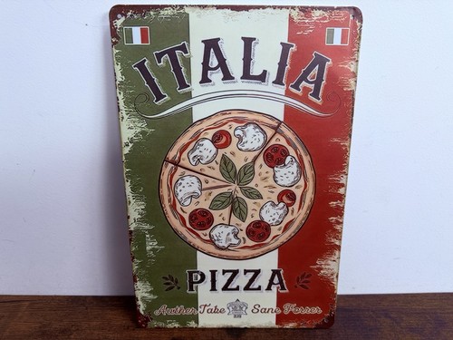 Blech werbeschild italia pizza - blech,