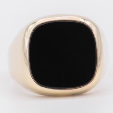 Gr. 65 - Klassischer Vintage Schwarzer Onyx Gelbgold 333/8K Herren Siegel Ring