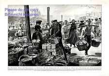 Vierlaender Obst- und Gemüsemarkt in Hamburg XL Deutscher Kunstdruck 1927+