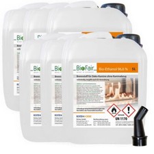 30L BioFair® Bioethanol 96,6% im 5-Liter-Kanister für Ethanol-Kamine (6x5L)