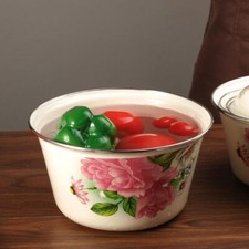 Becken Emaille Geschirr Rührschüssel Mit Deckel Lagerbehälter zufällige Farbe