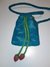 Filztasche Erdbeeren Blau Grün 20x25 cm