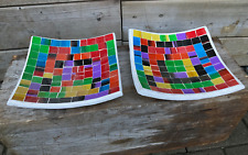 2er Set  20cm Mosaik Patchwork Bunt Obst Deko Schale Teller Terracotta