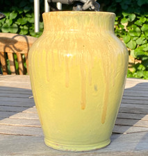 Jugendstil Keramik Vase Gelb Laufglasur 19 cm 1070 Gramm Kunstkeramik Bauhaus