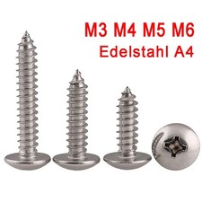 Holzschraube Blechschrauben Edelstahl V4A Flachkopf mit Kreuzschlitz M3 M4 M5 M6