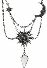 Gothic Pagan Witchy Halskette Collier Sonne Mond Sterne Restyle Kette okkult