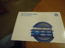 VW Radio Bedienungsanleitung Radioanleitung Radioanlage Alpha 1995
