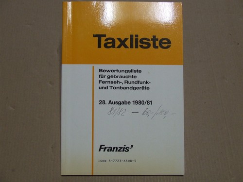 Taxliste von gebrauchten