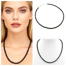 Schwarz Spinell Halskette 925 Sterling Silber Damen Collier Kette Bailysbeads®