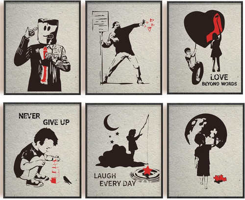 Teiliges banksy leinwandbild - 6-teiliges,