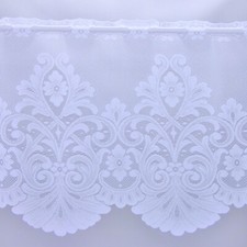 Scheibengardinenstoff Ranken Blumen weiß 45cm hoch Meterware