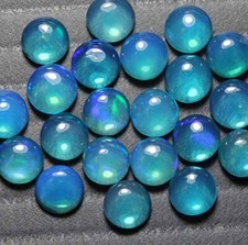 1 X Opal Neon Blau Rund Cabochon 3,7mm 4,3mm