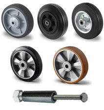 Ersatzrad Rad Rolle 200mm Gummi Polyurethan PU Transportrollen INKL Montageset