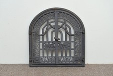 Antik 57x60cm alte Gusseisen Feuertür Ton / Brotbackofen Türen Pizzaofen