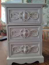 Shabby Deko Schränkchen mit 3 Schubladen Holz Cremeweiß Schmuck  25*16 *37 cm