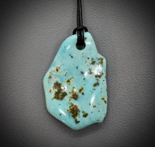 Echter NATUR-TÜRKIS 66 Karat EDELSTEIN-ANHÄNGER ✦Gebohrt✦mit Lederband ☯︎T22