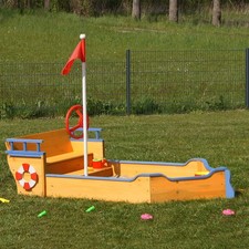 Sandkasten Boot aus Holz mit Geheimversteck, Piratenboot, Pirat, Holzsandkasten