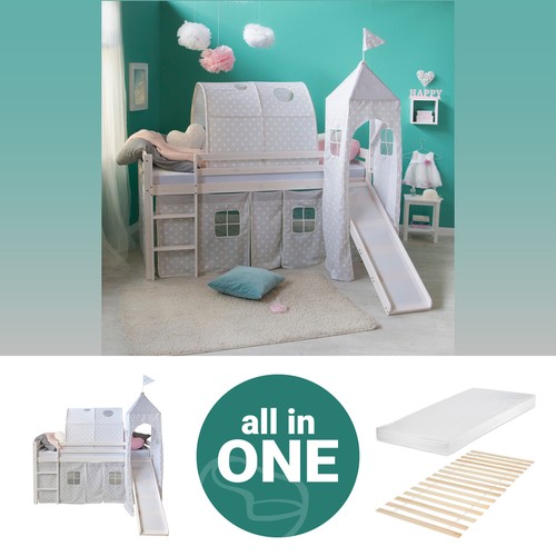 Hochbett 90x200 kinderbett - hochbett, mit