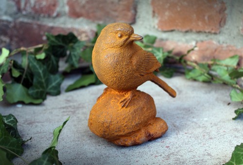 Gartenfigur vogel auf stein - gartenfigur,