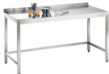 Arbeitstisch unterfahrbar Edelstahl Arbeitsplatte Aufkantung hinten 2000x700mm