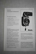 Minolta Prospekt: Autometer Professional, 1972, 4 Seiten, schön erhalten 