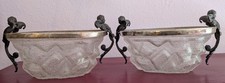 Schale 2 x WMF Eisglas Glas Antik Eiswürfel Behälter Metallmontur Engel WMF.B